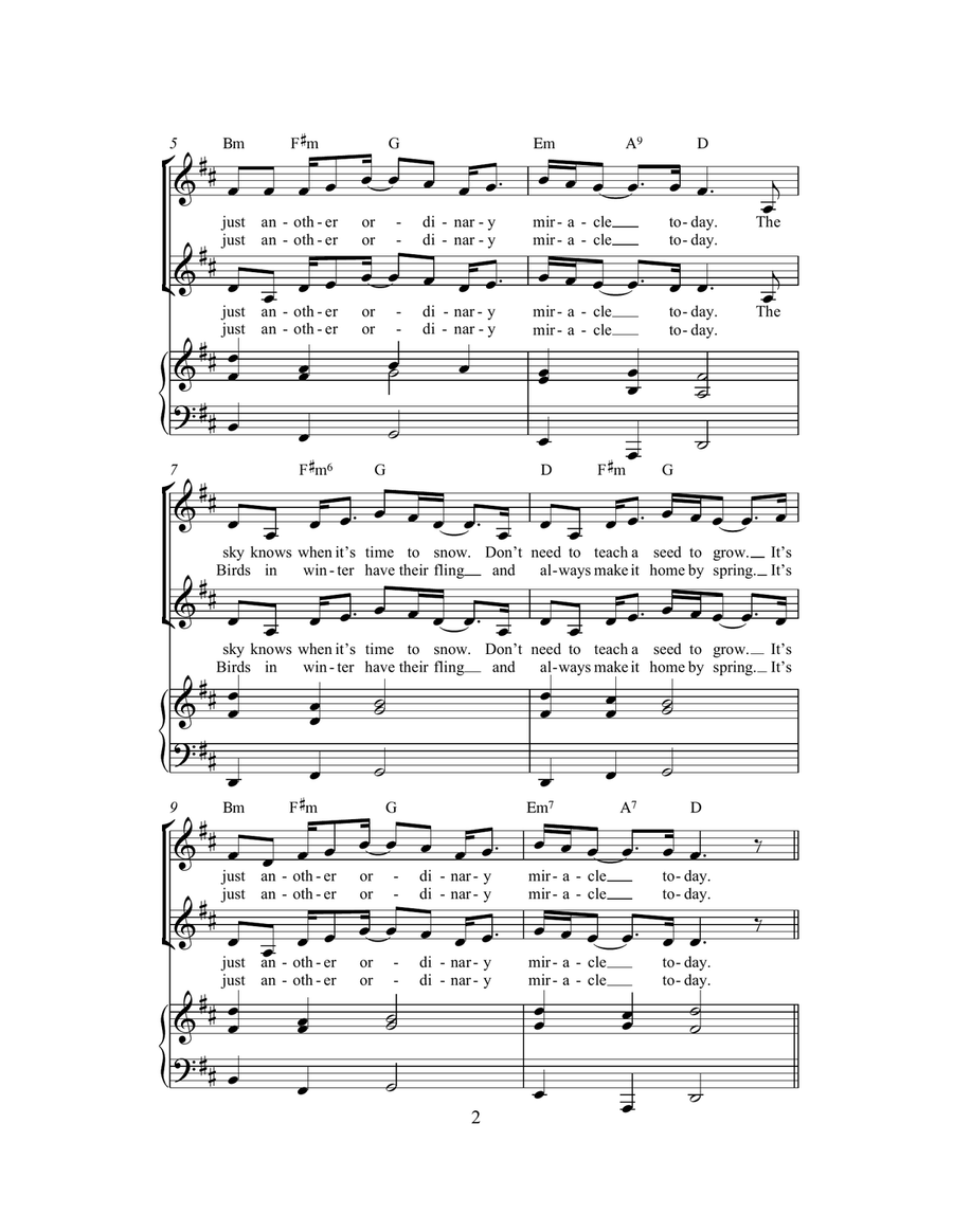 Ordinary Miracle (arr. Rick Hein) 2-Part scores gallery preview page 2