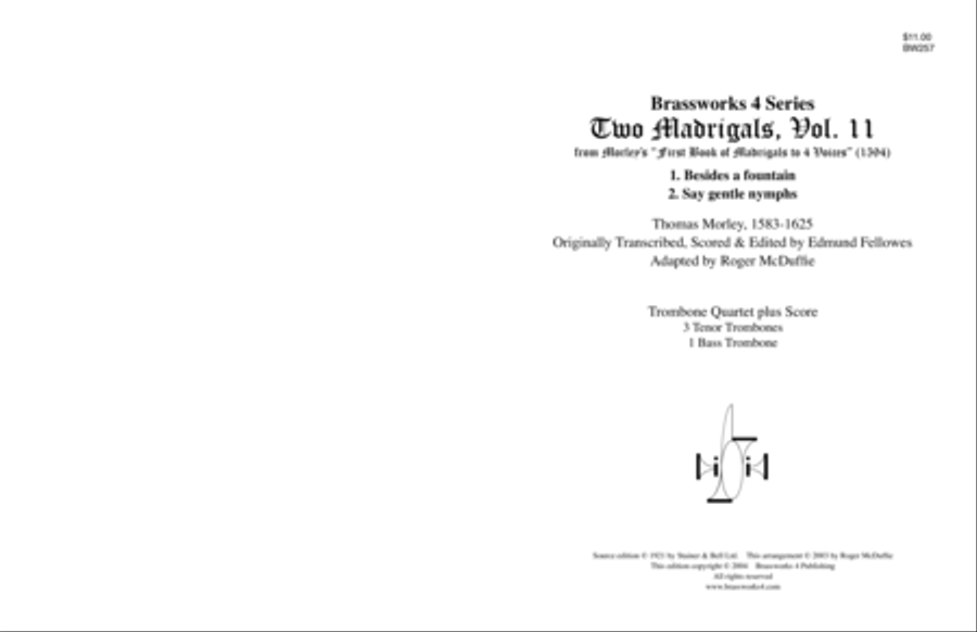 2 Madrigals, Vol.11, Trombone Trombone Quartet scores gallery preview page 1