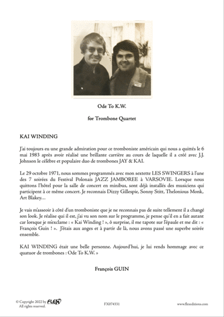 Ode To K.W. Trombone Quartet scores gallery preview page 2
