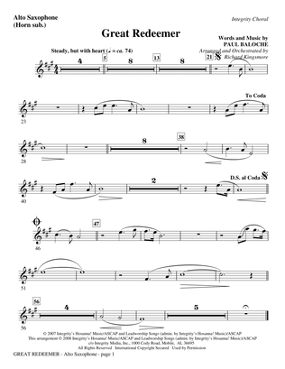 Great Redeemer - Tenor Sax (Trombone 2 sub.)