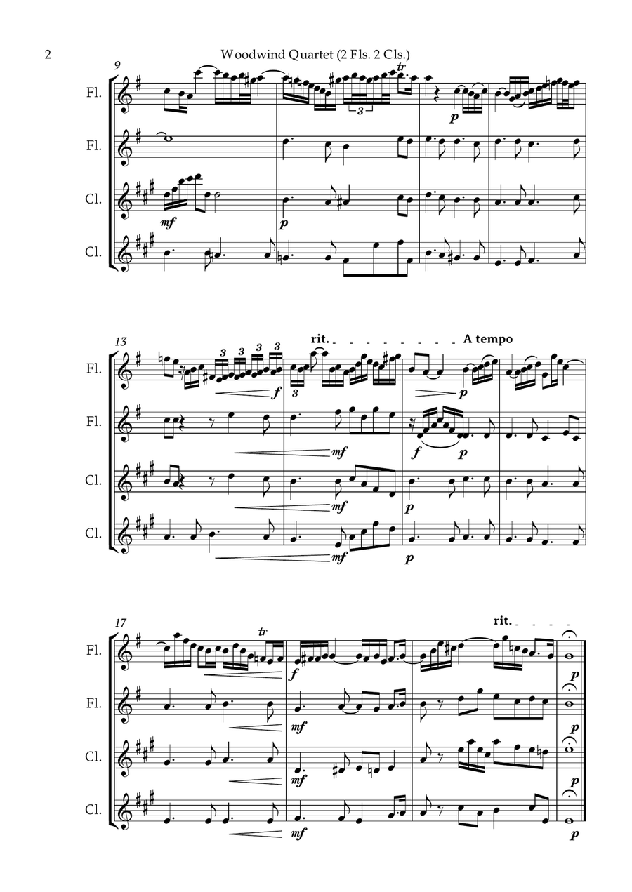 Arioso Bach Woodwind Quartet 2 Flutes 2 Clarinets Woodwind Quartet scores gallery preview page 3