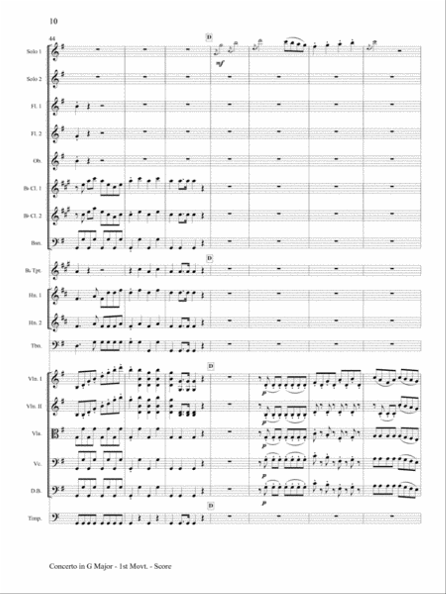 Concerto in G Major for Two Flutes and Orchestra Flute Duet scores gallery preview page 4