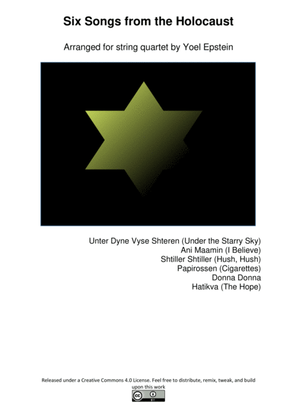 Book cover for Six Songs of the Holocaust, arranged for string quartet