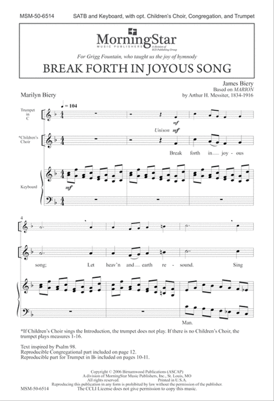 Break Forth in Joyous Song 4-Part scores gallery preview page 2