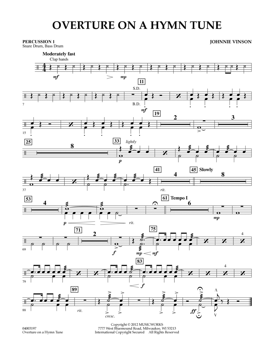 Overture on a Hymn Tune - Percussion 1