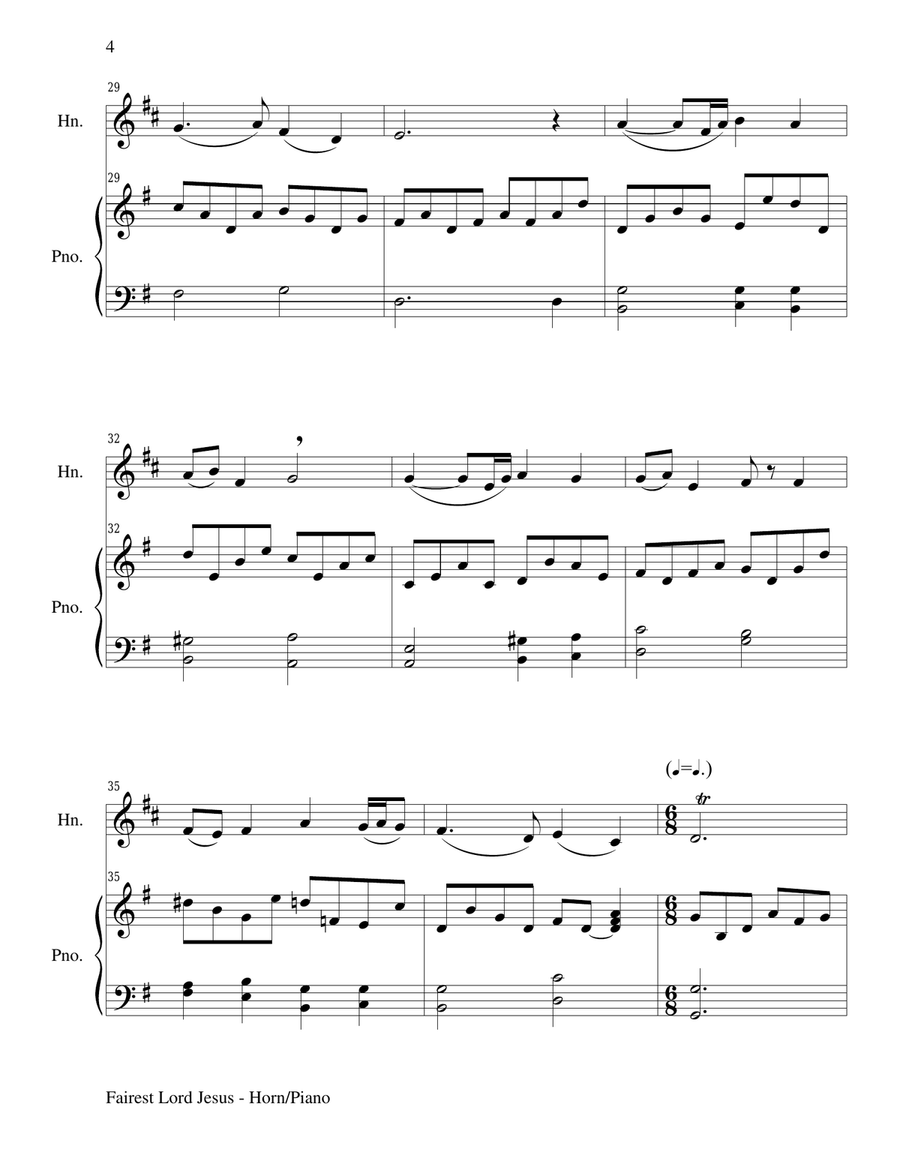 FAIREST LORD JESUS (Horn/Piano and Horn Part) Piano scores gallery preview page 4