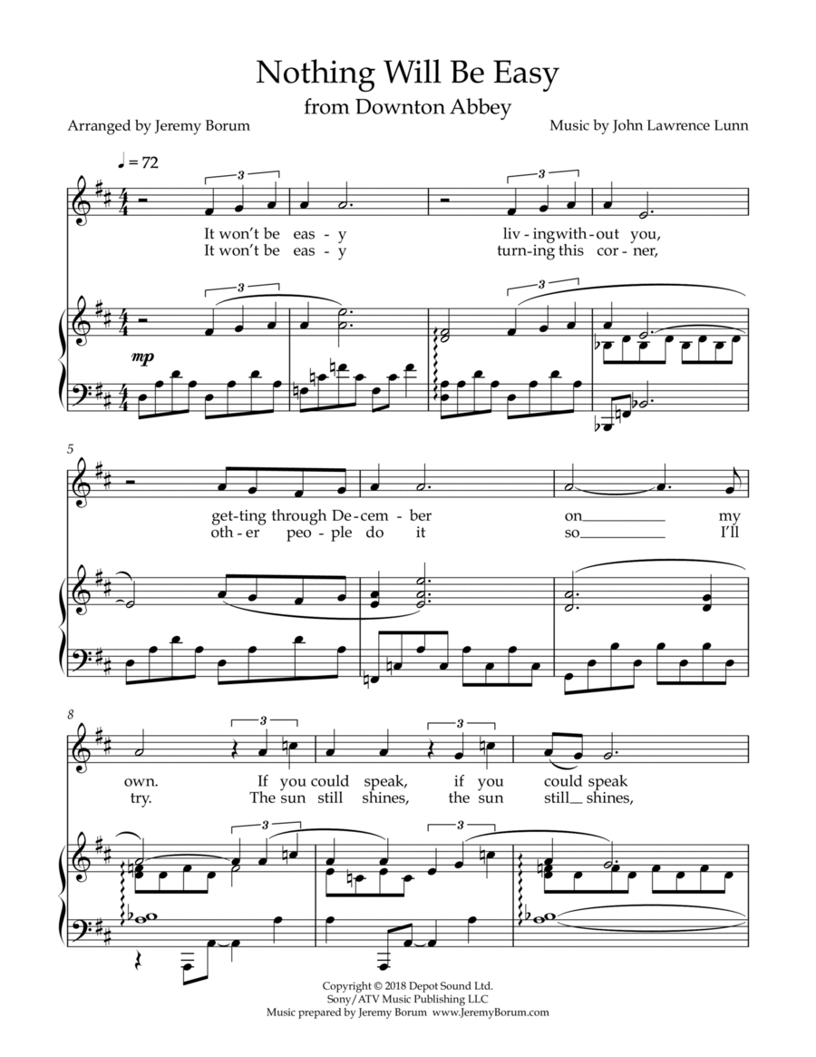Nothing Will Be Easy Nothing Will Be Easy Voice scores gallery preview page 1