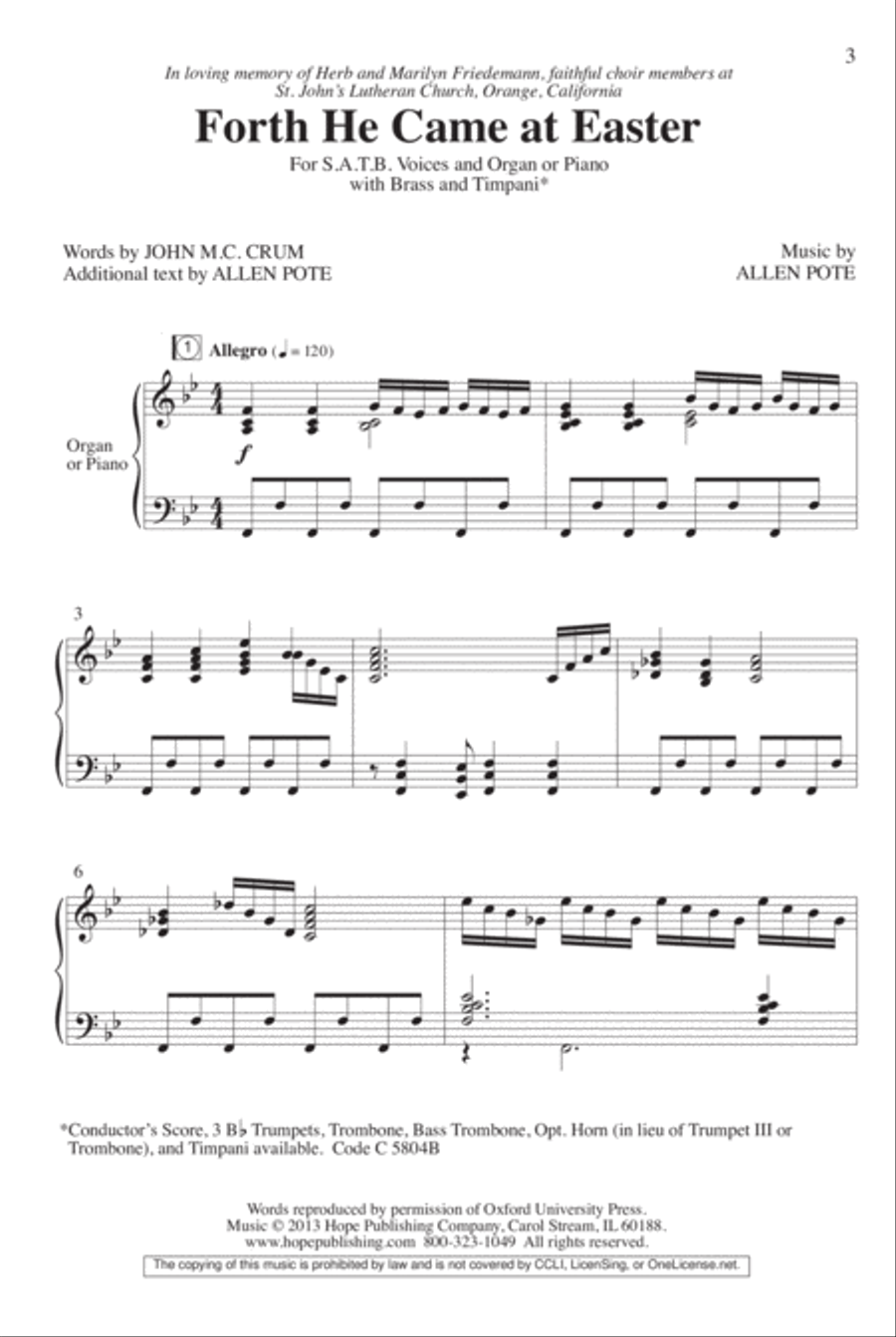 Forth He Came at Easter 4-Part scores gallery preview page 4