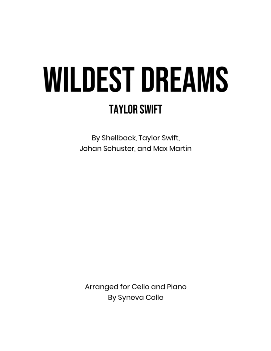 Wildest Dreams Wildest Dreams Piano scores gallery preview page 1