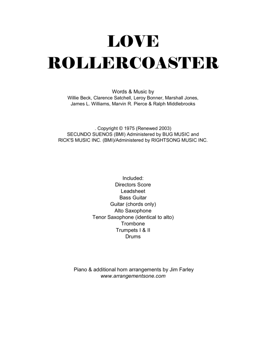 Love Rollercoaster Small Ensemble scores gallery preview page 1