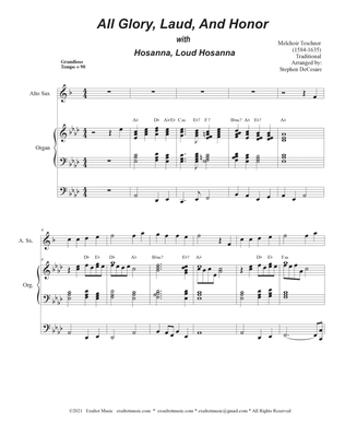 Book cover for All Glory, Laud, And Honor (with "Hosanna, Loud Hosanna") (Alto Saxophone and Organ)