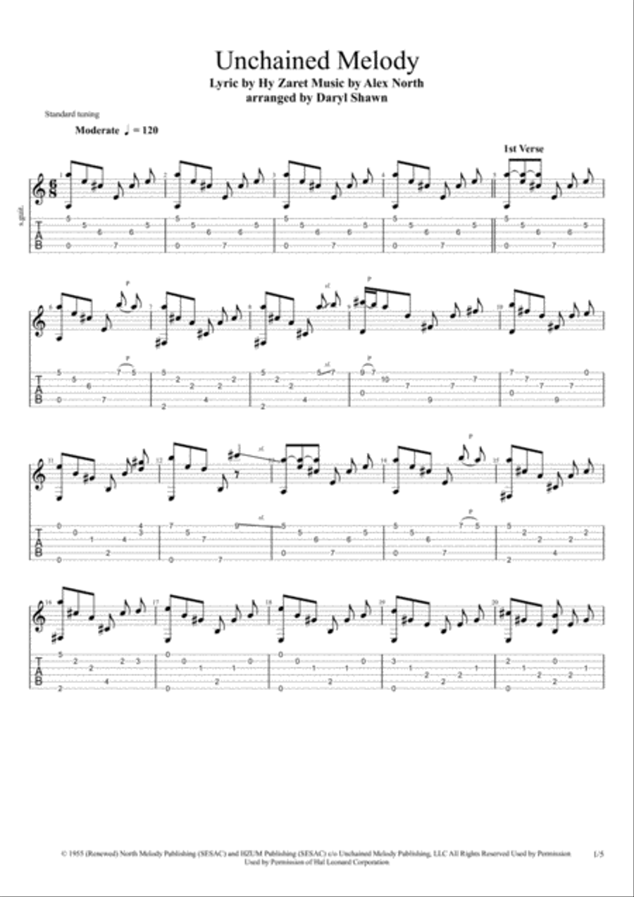 Unchained Melody Unchained Melody Electric Guitar scores gallery preview page 1