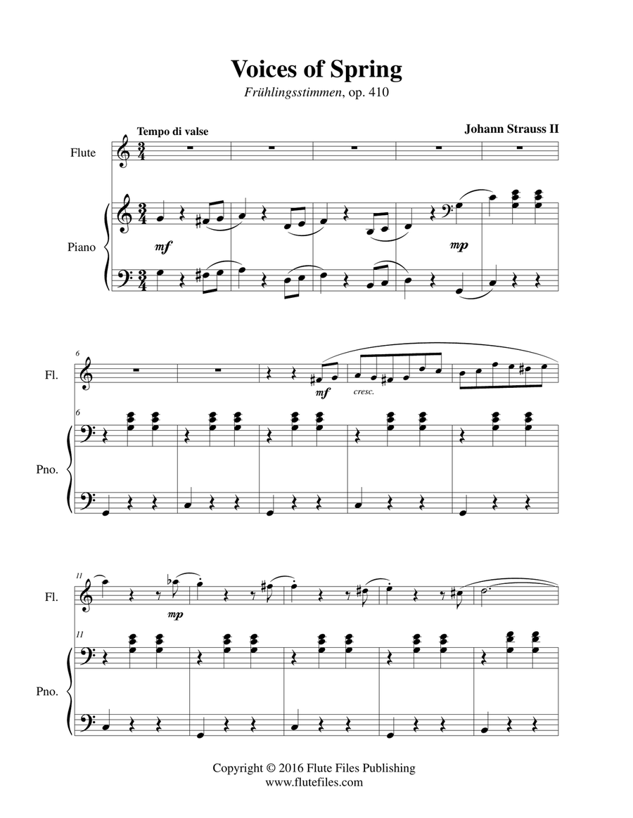 Voices of Spring - Flute Solo Chamber Music scores gallery preview page 3