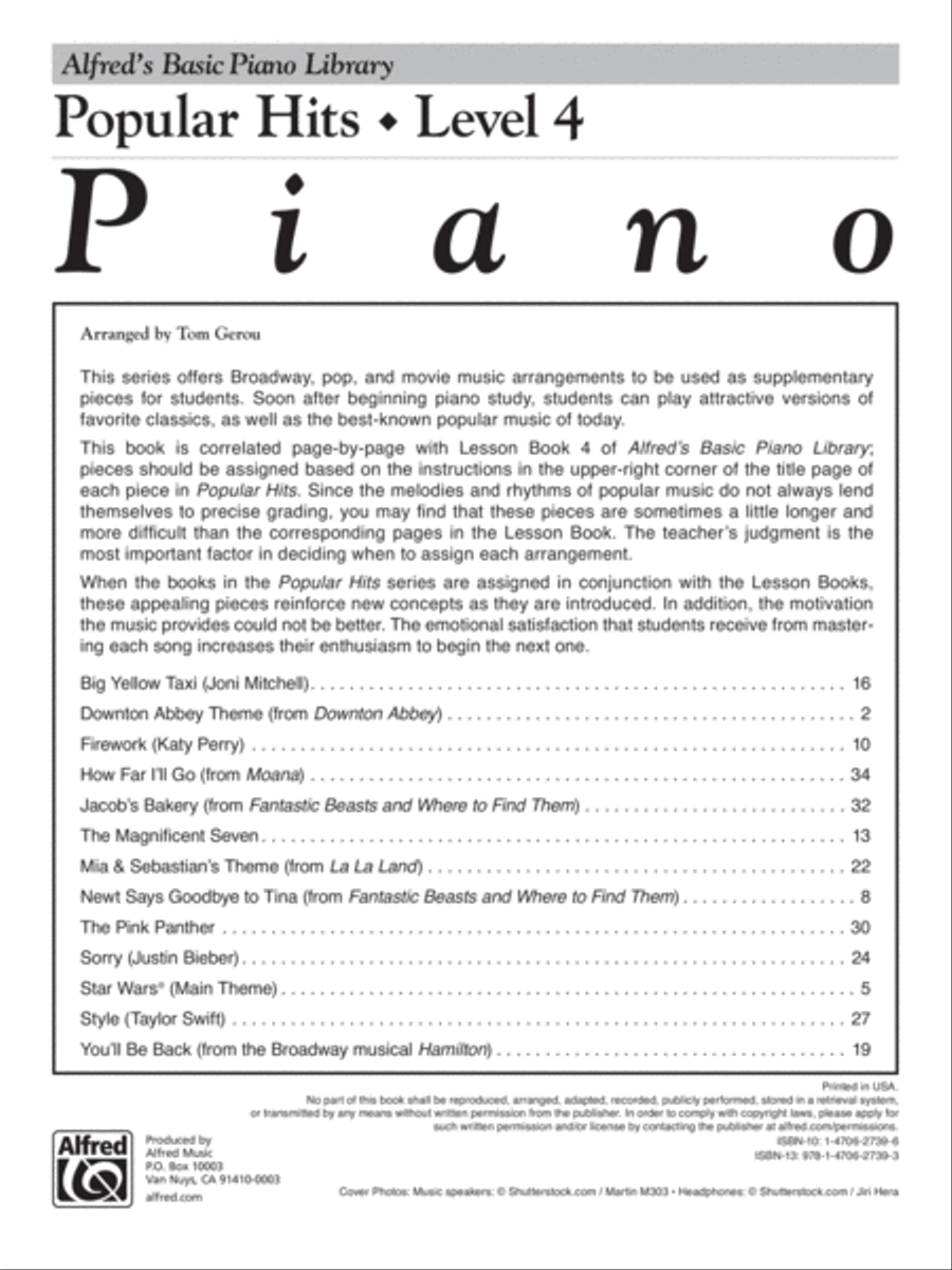 Alfred's Basic Piano Course Popular Hits, Level 4 Piano Method scores gallery preview page 5