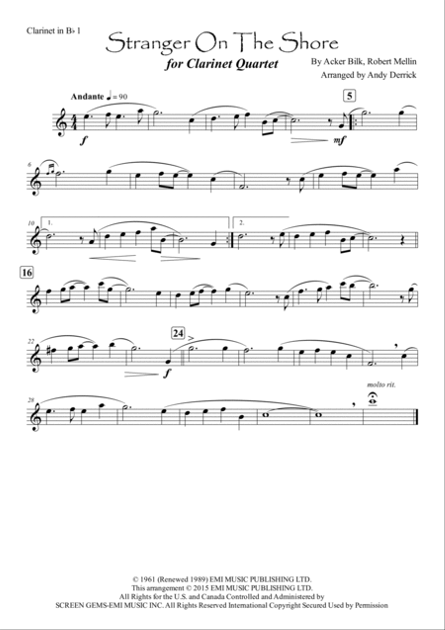 Stranger On The Shore Woodwind Quartet scores gallery preview page 4