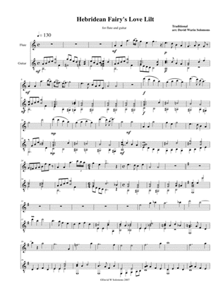Hebridean fairy's love song (Tha Mi sgith) arranged for flute and guitar