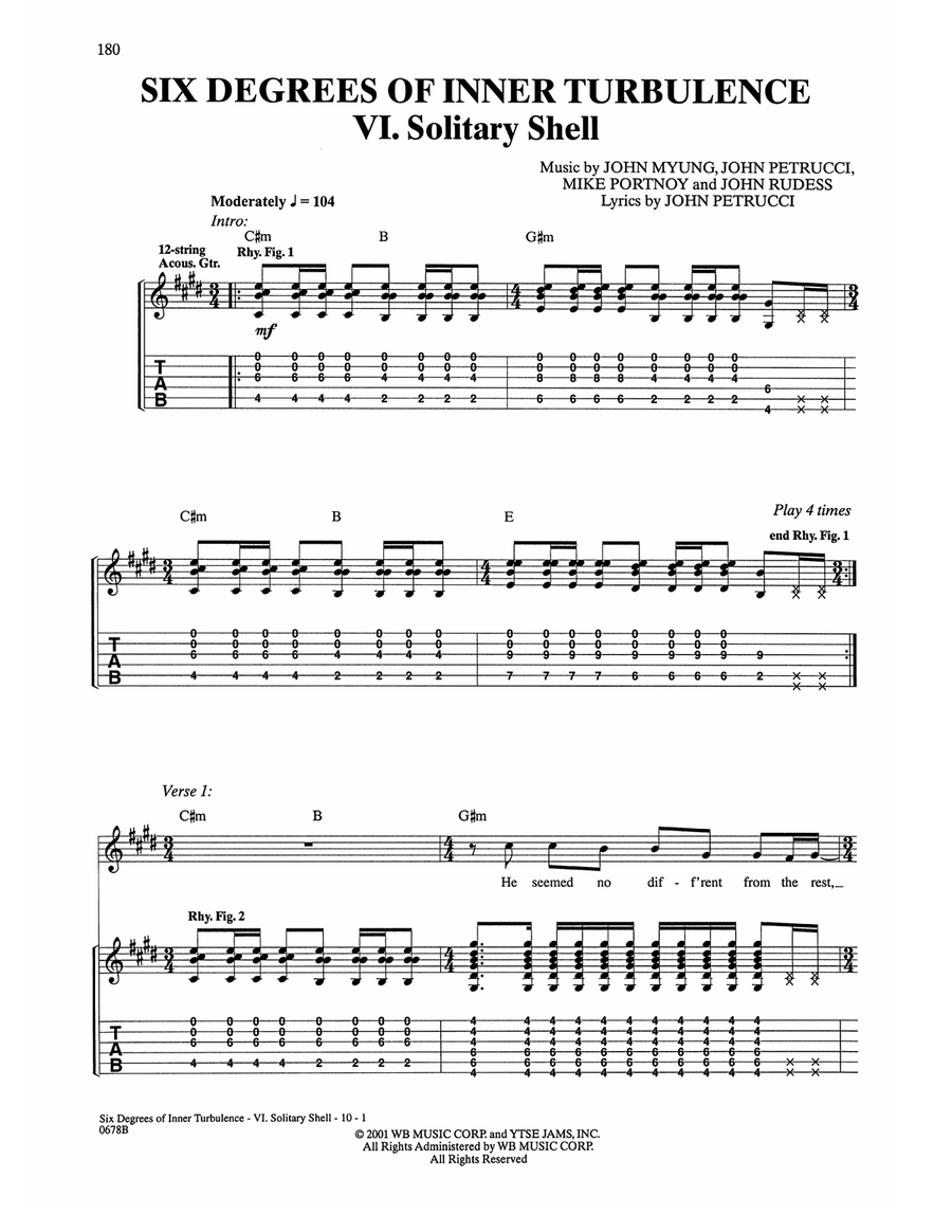 Six Degrees Of Inner Turbulence: VI. Solitary Shell Acoustic Guitar scores gallery preview page 1