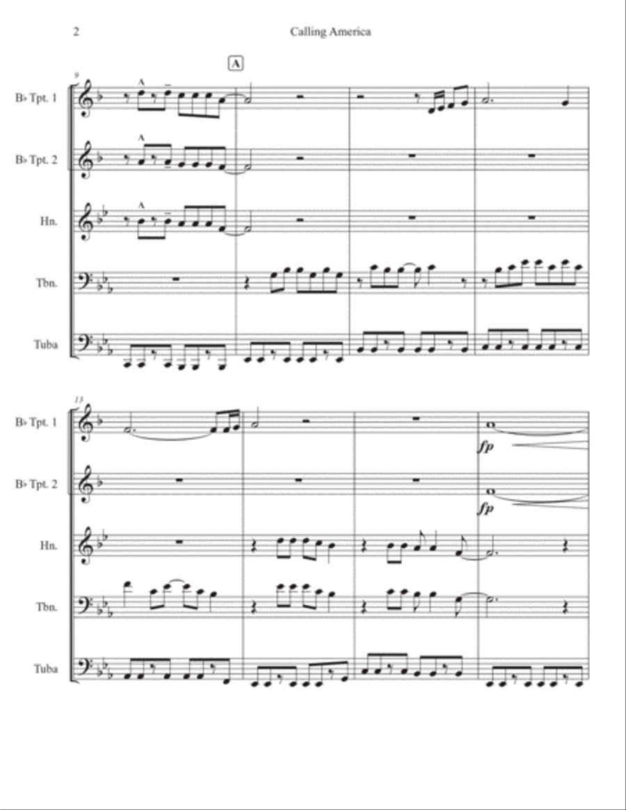 Calling America Brass Quintet scores gallery preview page 2