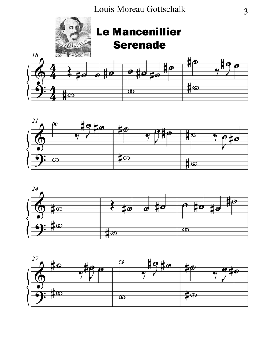Louis Moreau Gottschalk Begginer Pianist series Easy Piano scores gallery preview page 3