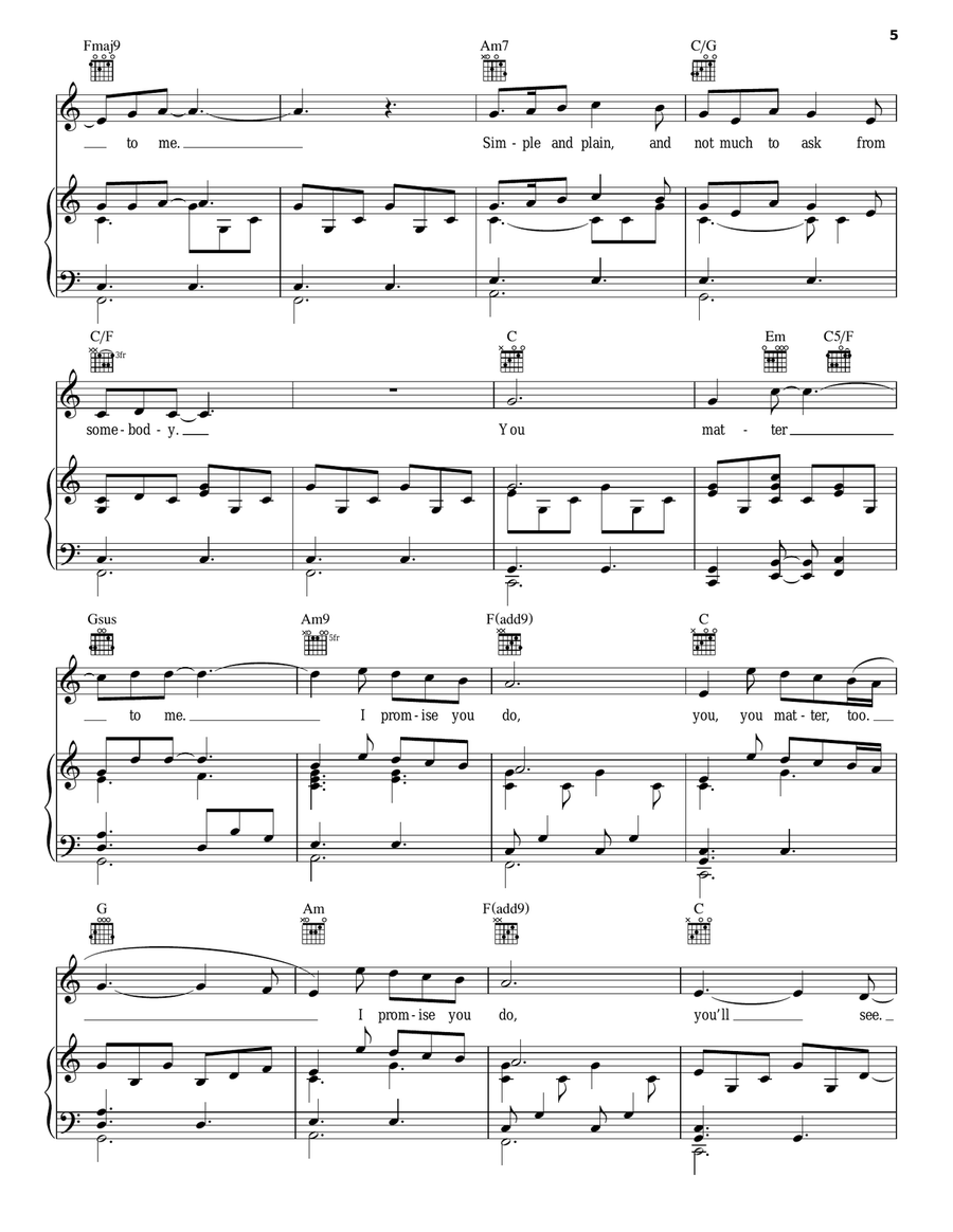 You Matter To Me (from Waitress The Musical) Piano, Vocal, Guitar scores gallery preview page 5