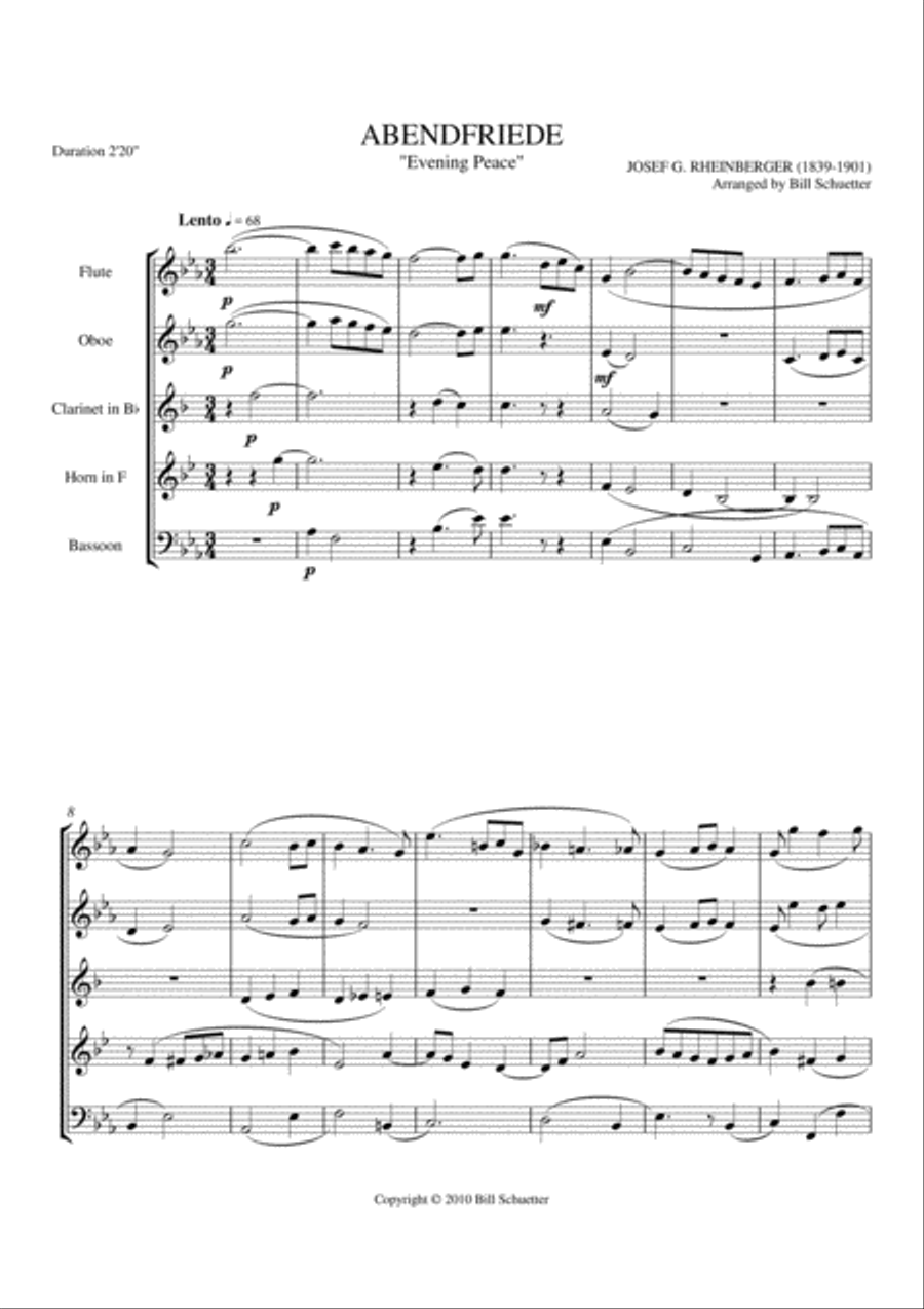 Abendfriede Abendfriede Woodwind Quintet scores gallery preview page 1