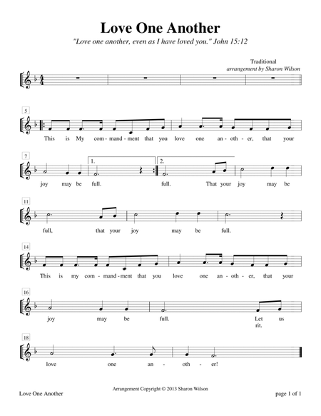 Love One Another by Sharon Wilson Voice - Digital Sheet Music