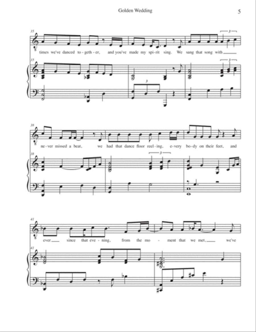 Golden Wedding (for a 50th Wedding Anniversary Celebration) - Key of C/D Piano, Vocal, Guitar scores gallery preview page 6
