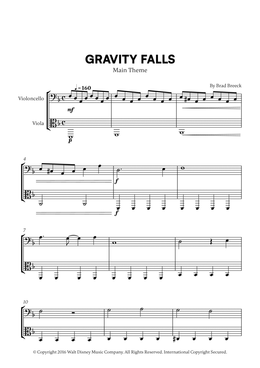 Gravity Falls (Main Theme) String Duet scores gallery preview page 1