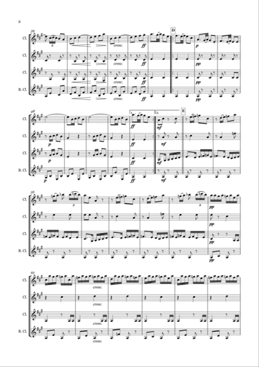 La Entra de la Mutra Pasodoble for Clarinet Quartet Clarinet Quartet scores gallery preview page 2