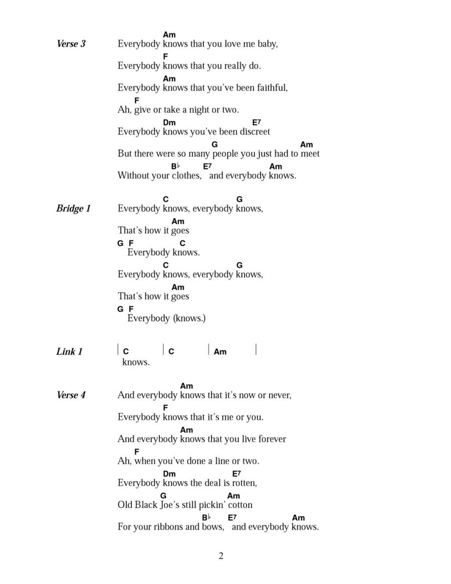 Everybody Knows Acoustic Guitar scores gallery preview page 2