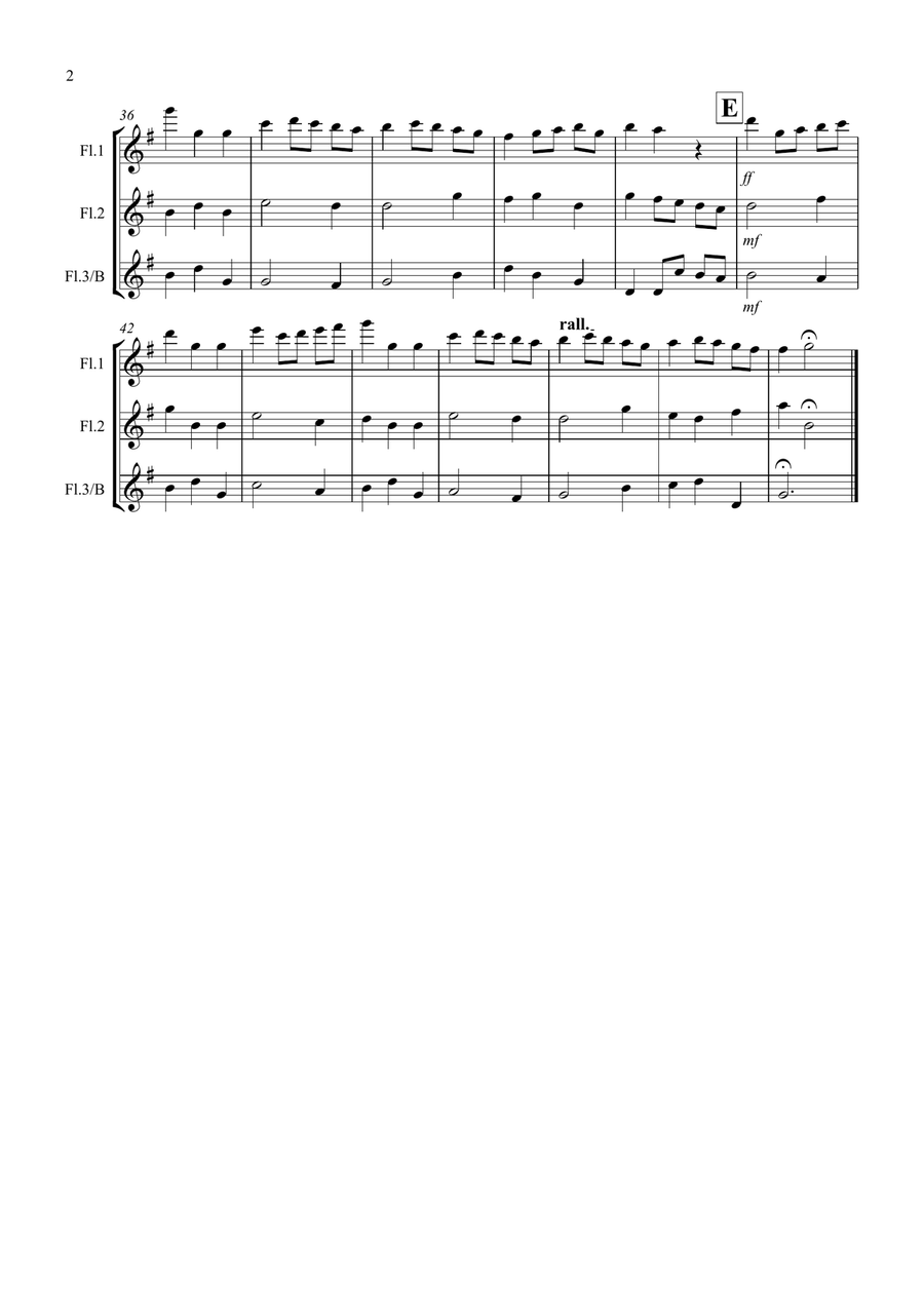 Minuet in G by Bach for Flute Trio Flute Solo scores gallery preview page 2