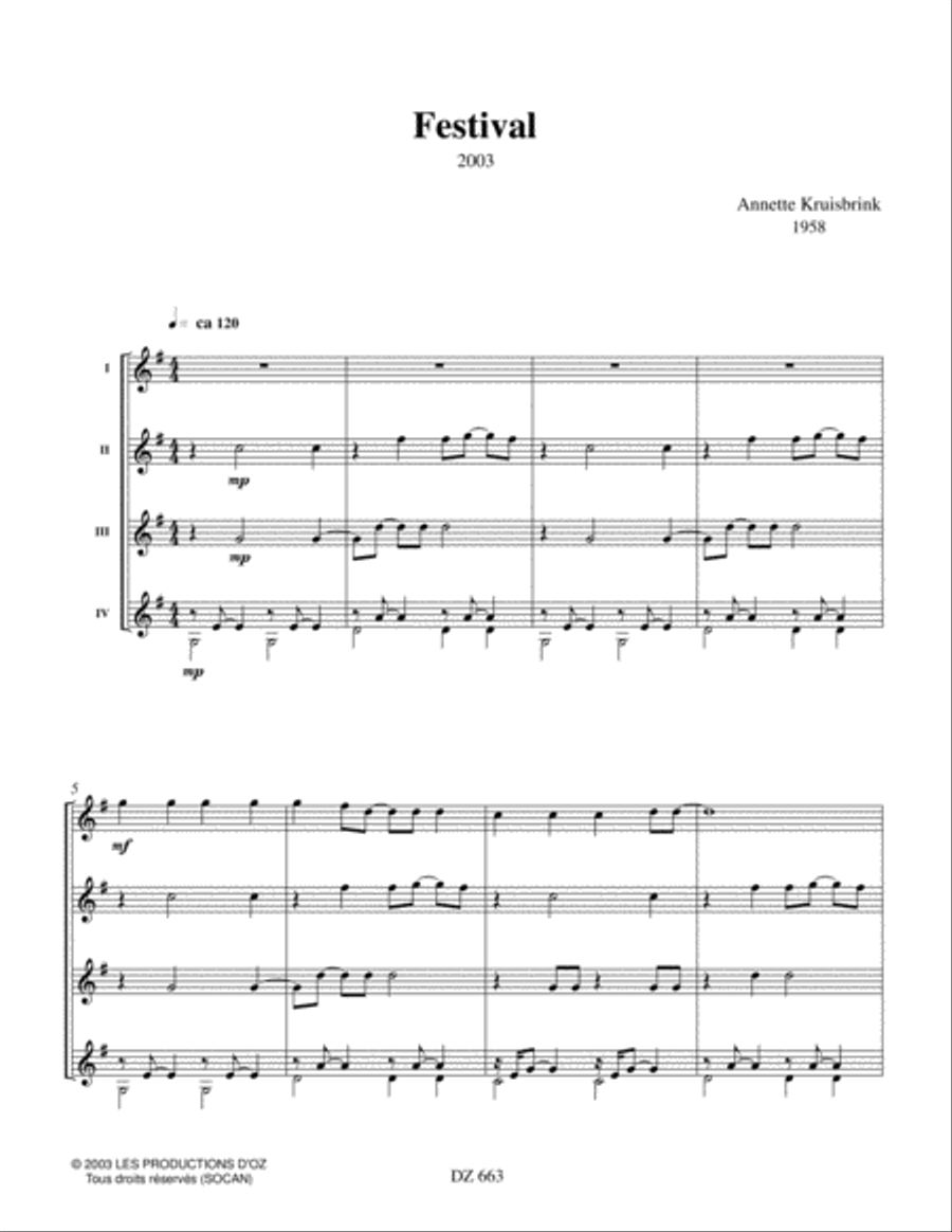 Festival - Flower Power Suite Guitar Ensemble scores gallery preview page 3