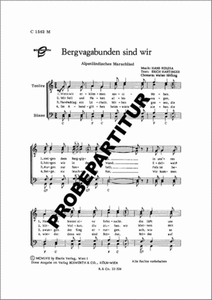 Bergvagabunden sind wir Men's Choir scores gallery preview page 1