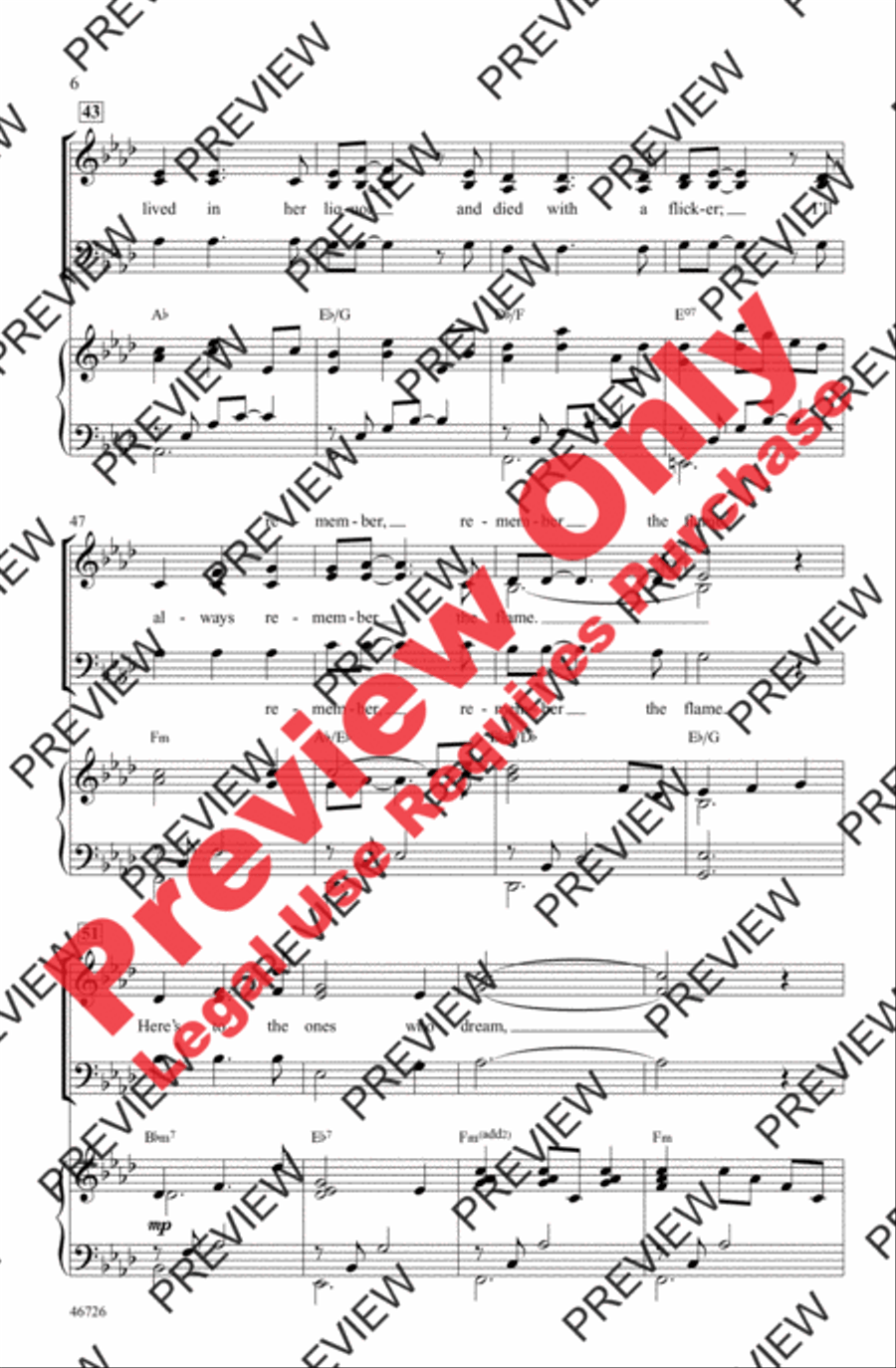 Audition (The Fools Who Dream) 3-Part scores gallery preview page 6