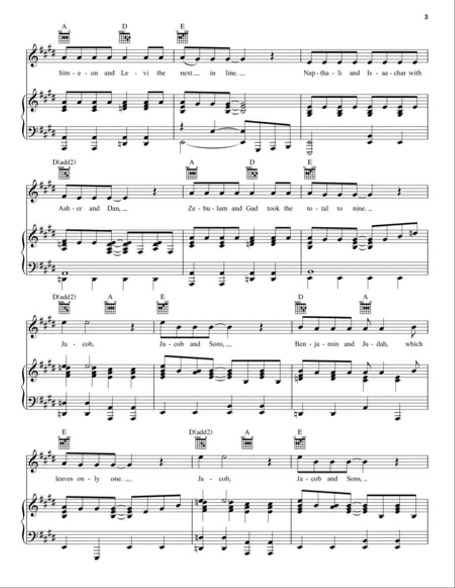 Jacob And Sons/Joseph's Coat Piano, Vocal, Guitar scores gallery preview page 3