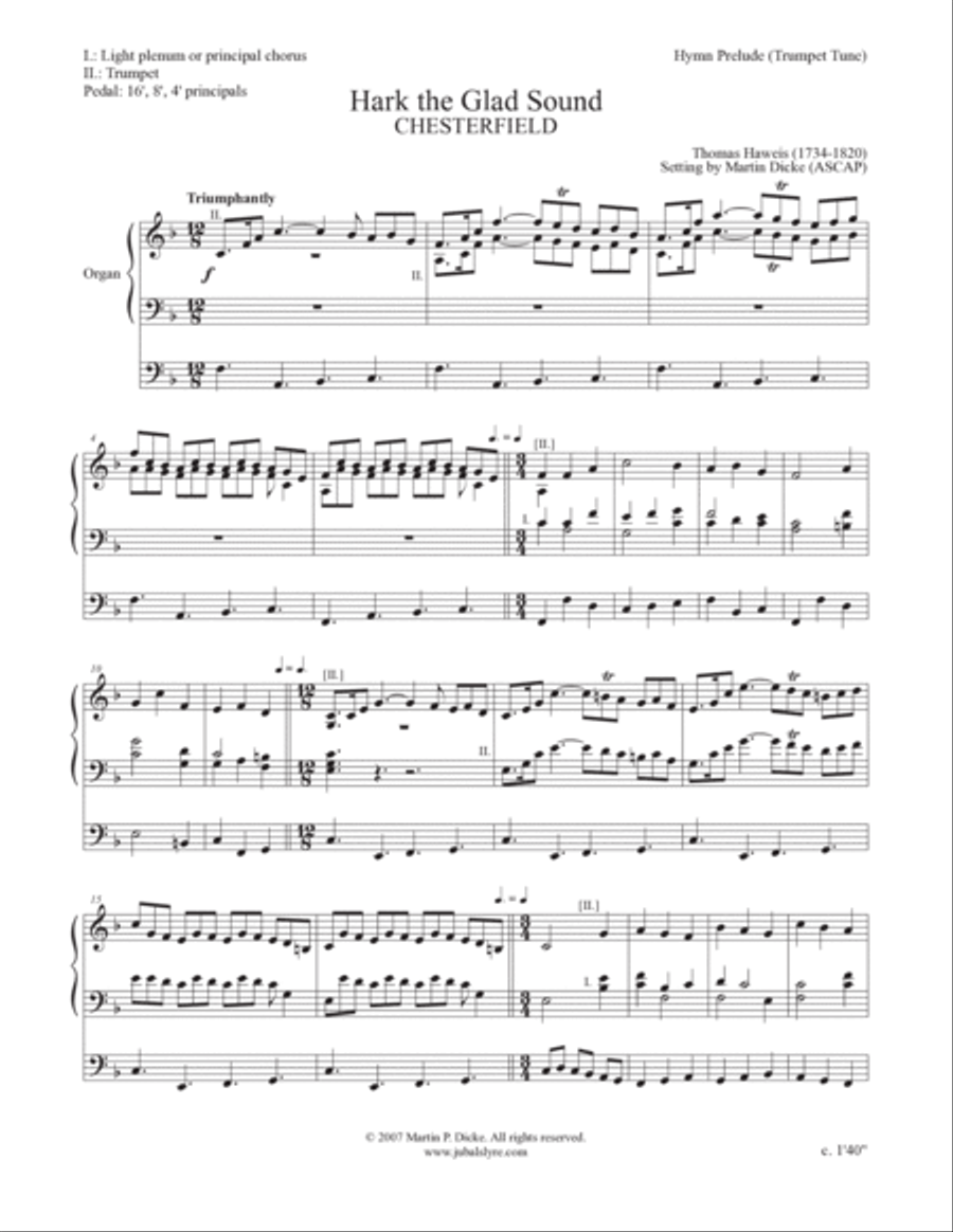 Hark the Glad Sound (Hymn Prelude for Organ) Organ Solo scores gallery preview page 2