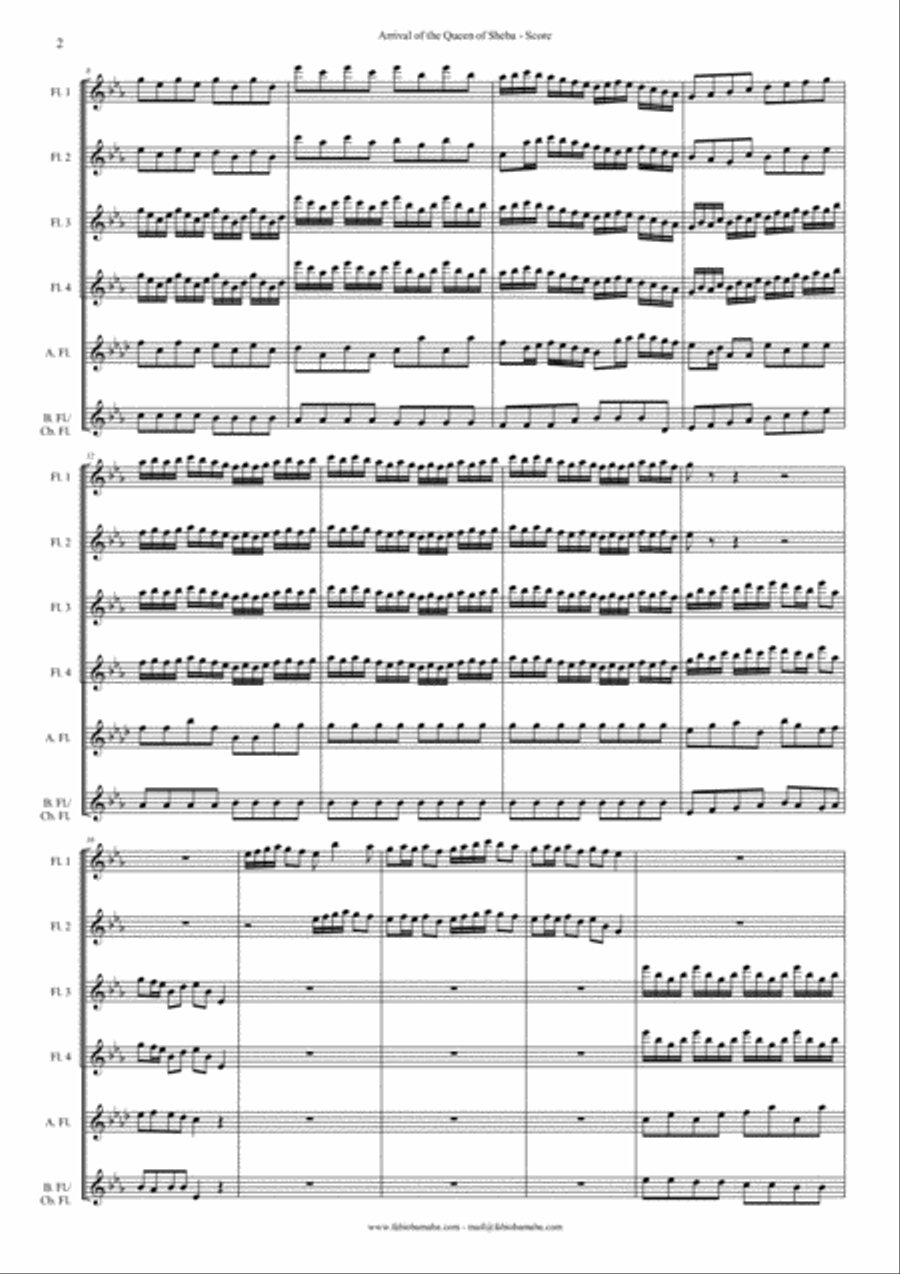Arrival of the Queen of Sheba - for Flute Choir Flute Choir scores gallery preview page 3