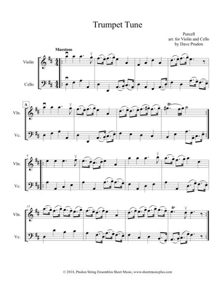 Purcell Trumpet Tune for Violin and Cello image number null