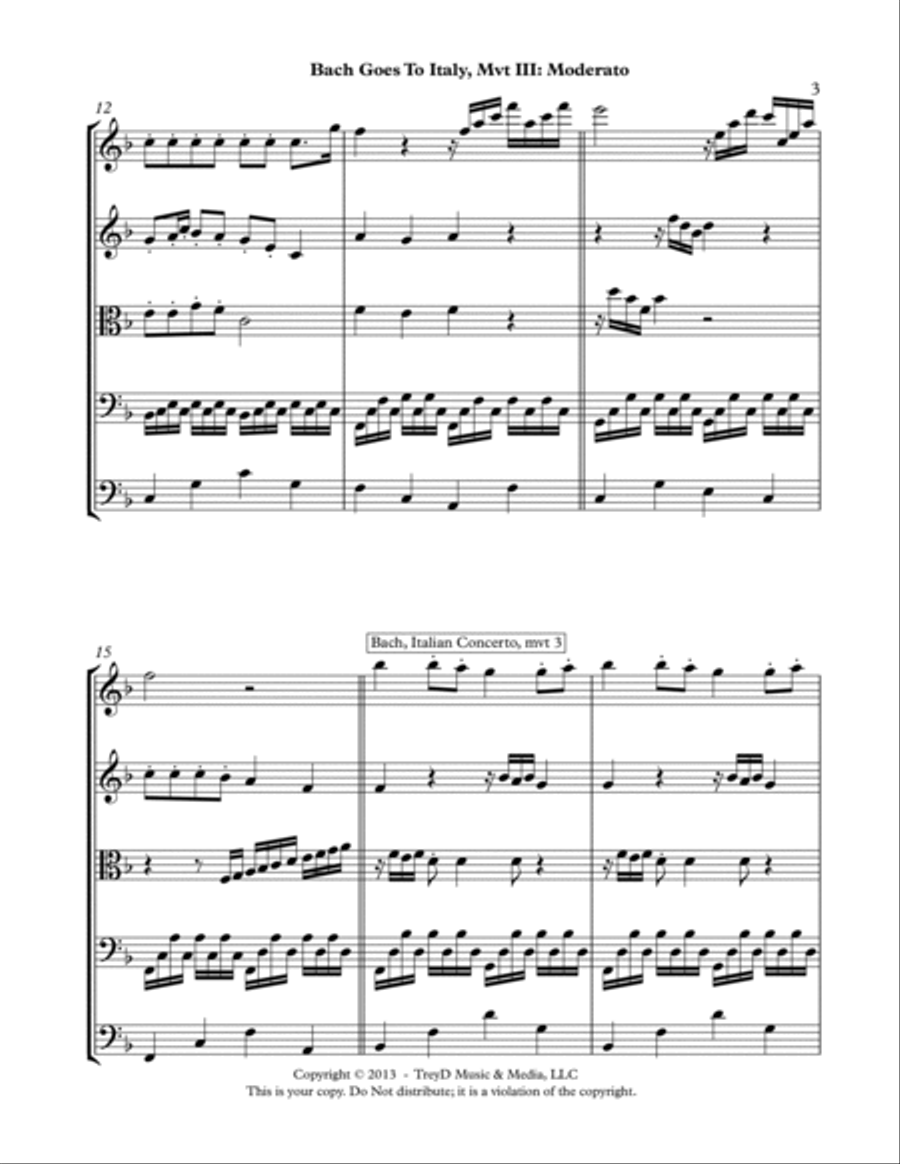 Bach Goes to Italy-mvt 3 String Orchestra scores gallery preview page 3
