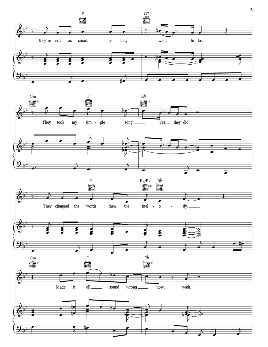 I Wrote A Simple Song Piano, Vocal, Guitar scores gallery preview page 3