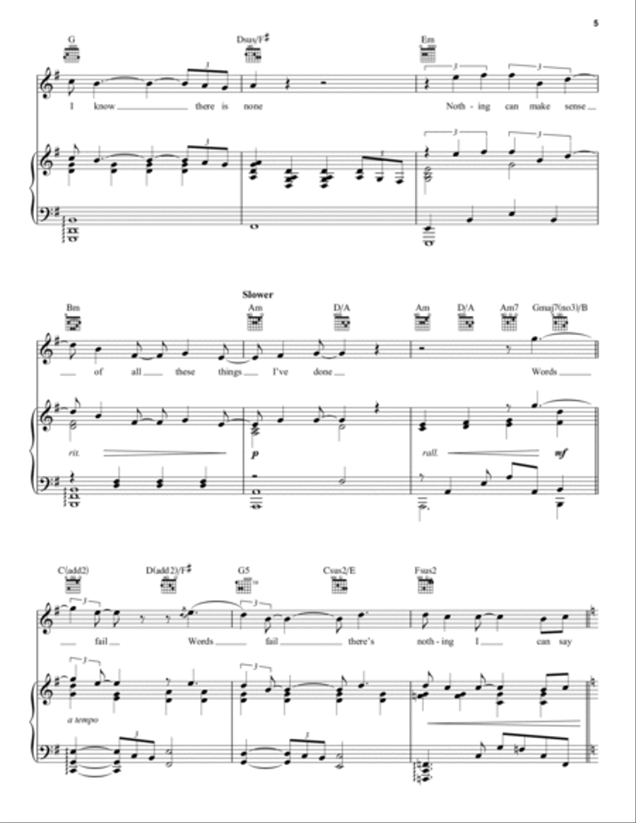 Words Fail (from Dear Evan Hansen) Piano, Vocal, Guitar scores gallery preview page 5