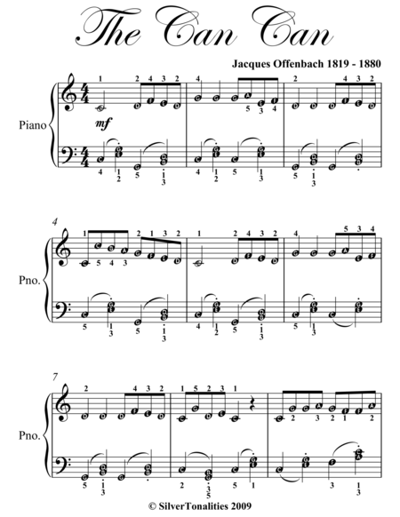 Can Can Easy Piano Sheet Music
