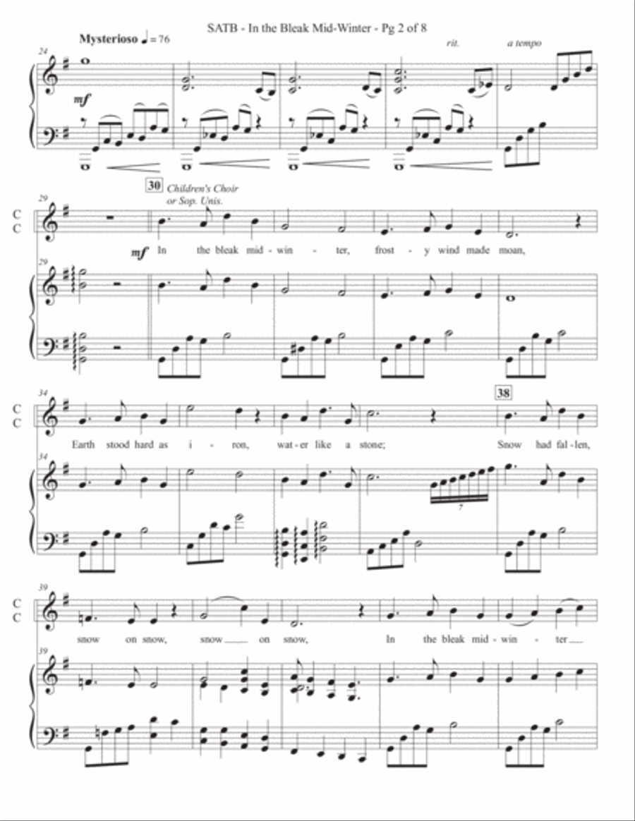 In the Bleak Mid-Winter - SATB with optional Orchestra 4-Part scores gallery preview page 2