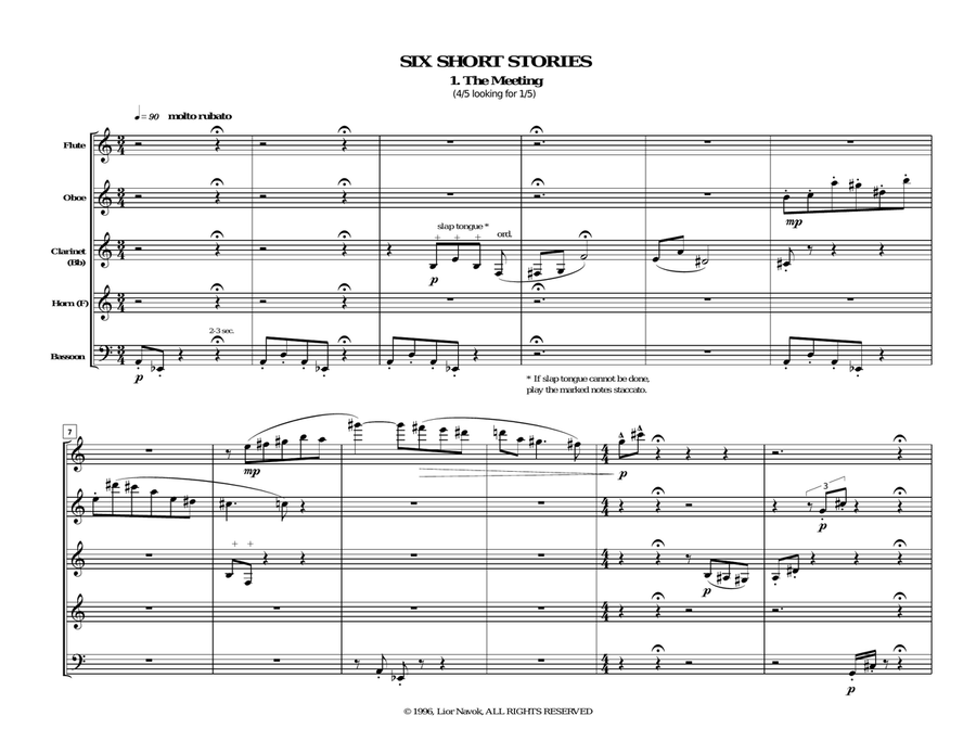 "Six Short Stories" - for Woodwind Quintet (1996) image number null