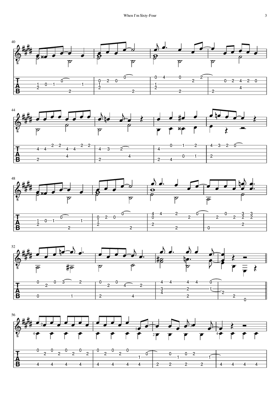 When I'm Sixty-Four Guitar Solo scores gallery preview page 3