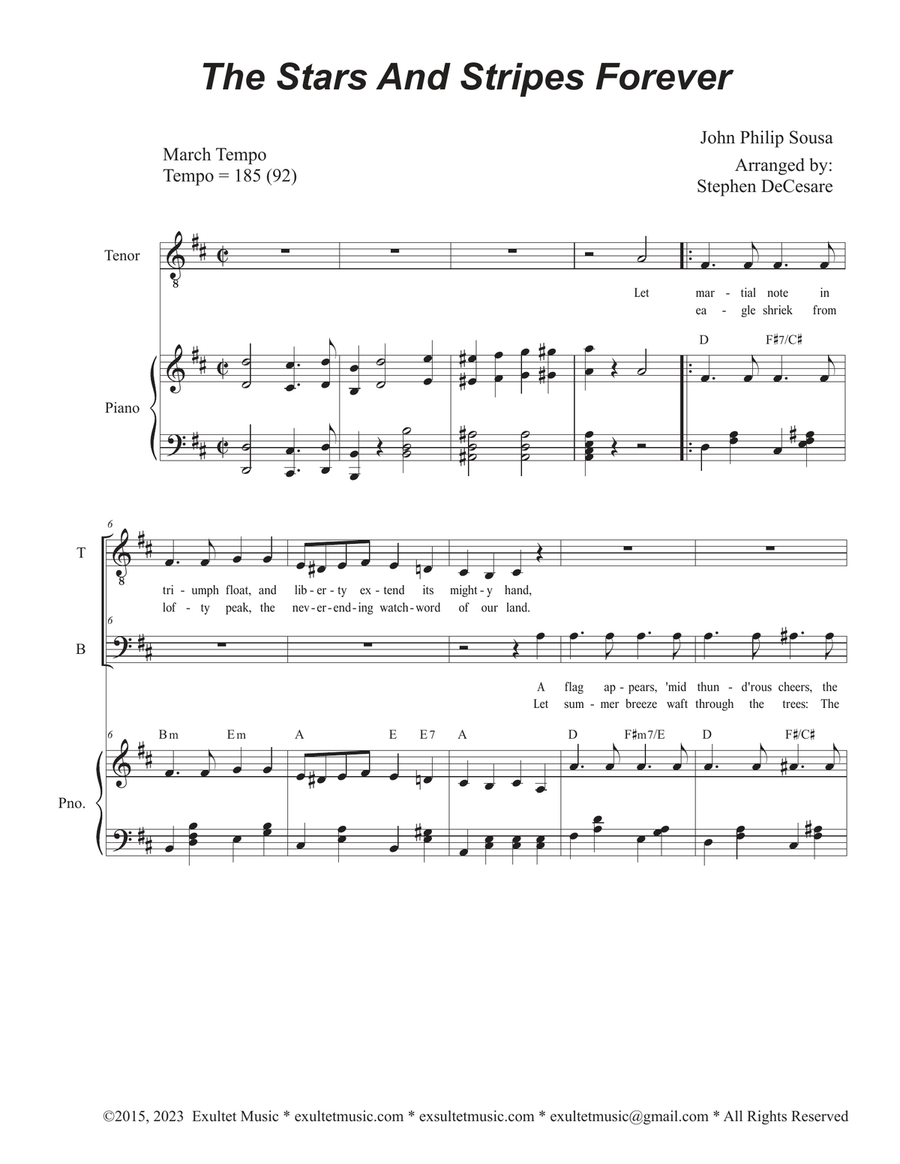 The Stars and Stripes Forever (2-part choir - (TB) TB scores gallery preview page 1