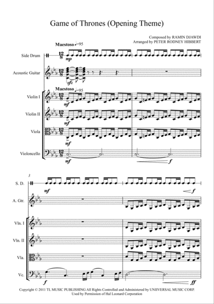 Game Of Thrones String Quartet scores gallery preview page 1
