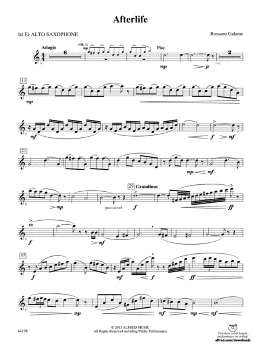 Afterlife: E-flat Alto Saxophone Concert Band scores gallery preview page 1
