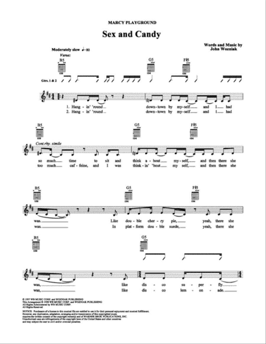 Sex and Candy Sex and Candy Electric Guitar scores gallery preview page 1