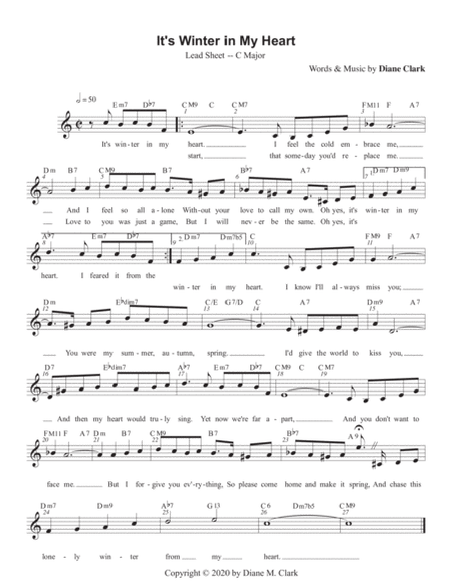 It's Winter in My Heart (C Major) LEAD SHEET image number null